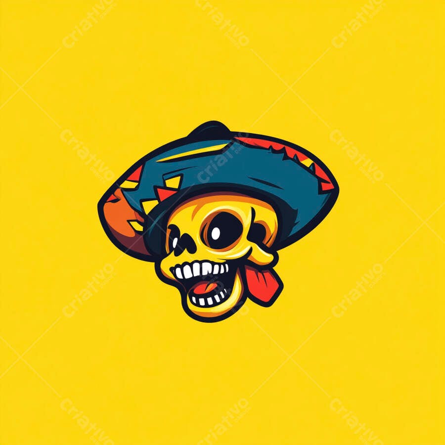 Caveira mexicana alegre com sombrero