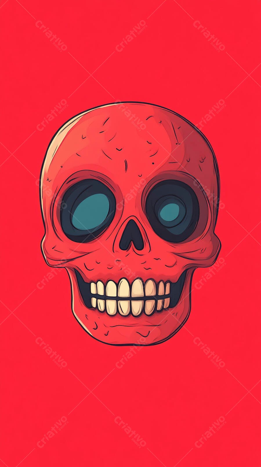 Crânio Vermelho Estilo Cartoon