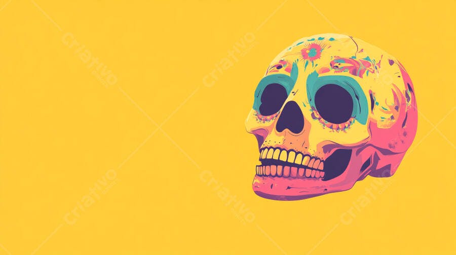 Caveira Mexicana Colorida Dia dos Mortos