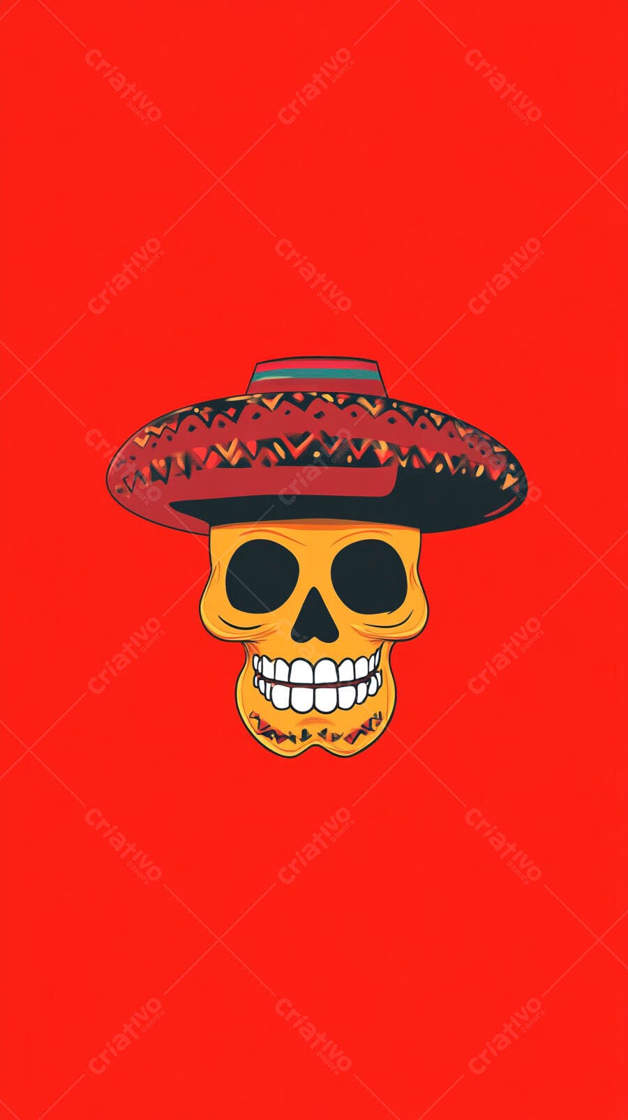 Caveira com sombrero mexicano