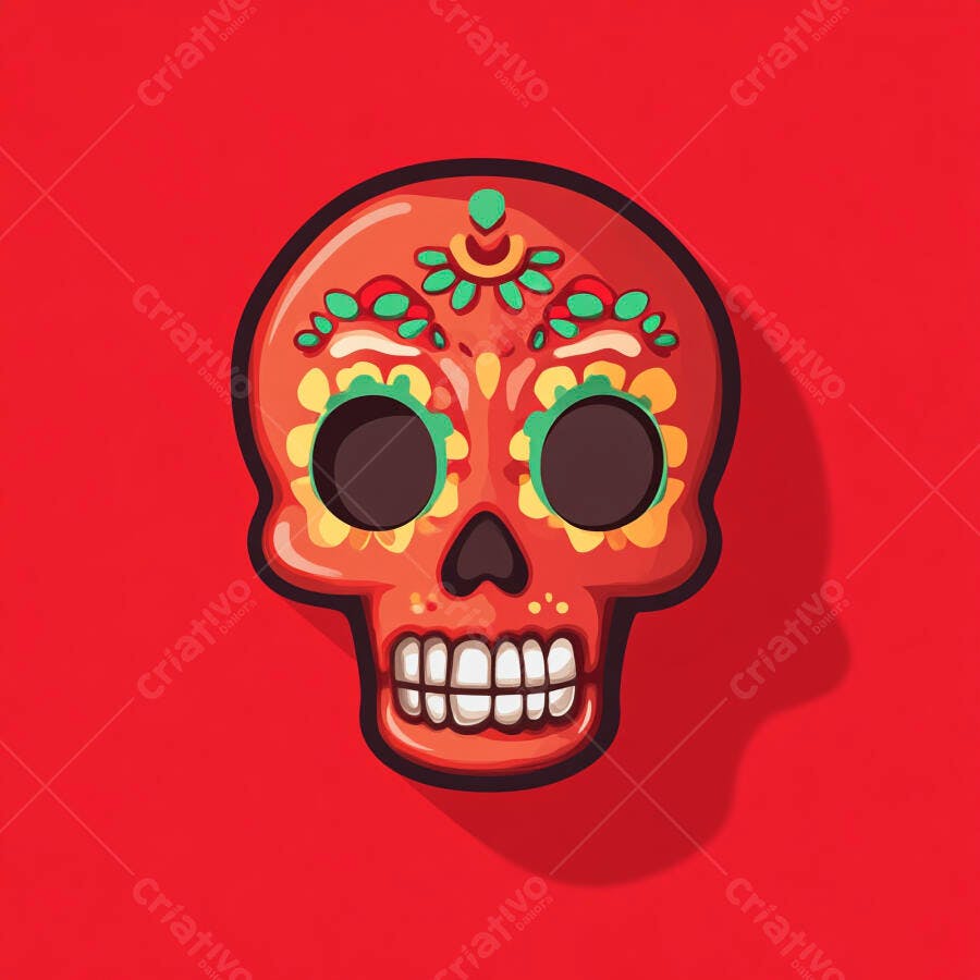 Caveira Mexicana Dia dos Mortos Vermelho