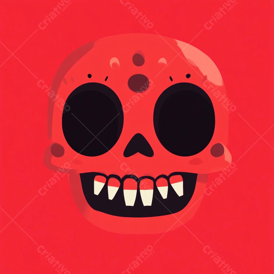 Caveira vermelha estilo Dia dos Mortos