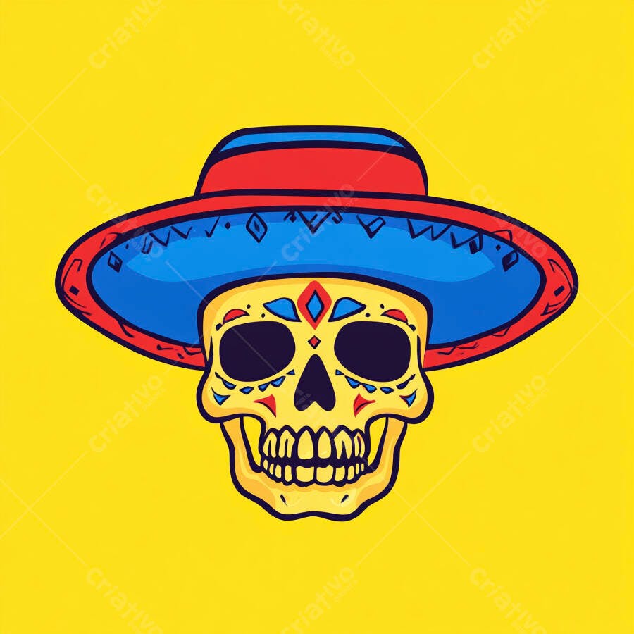 Caveira Mexicana com Sombrero