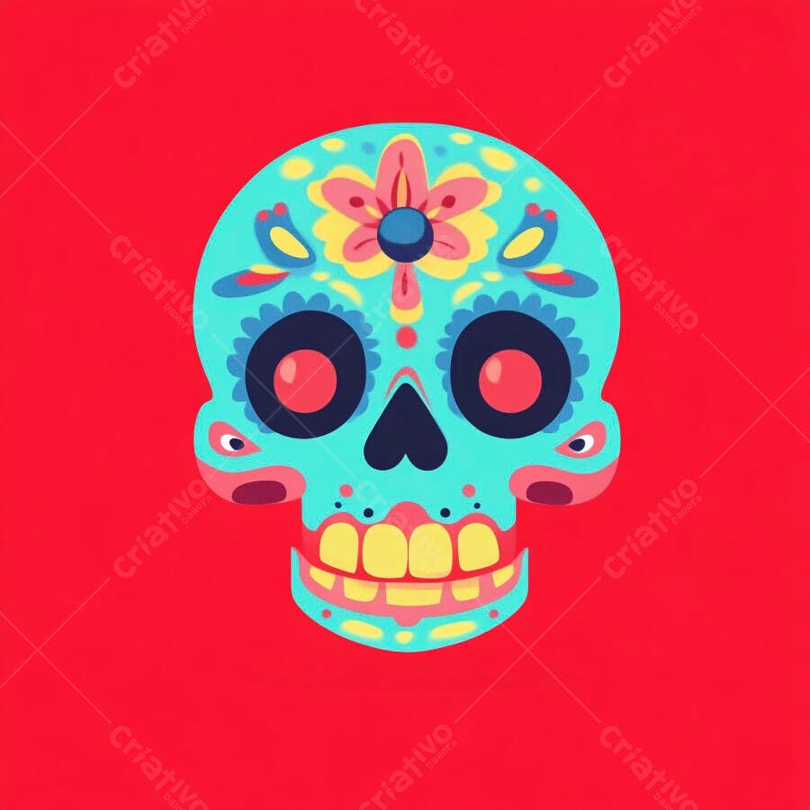 Caveira Mexicana colorida Dia dos Mortos