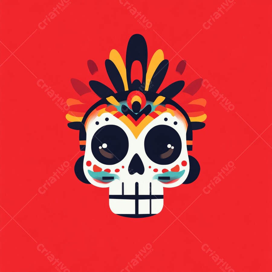 Caveira Mexicana Dia dos Mortos colorida