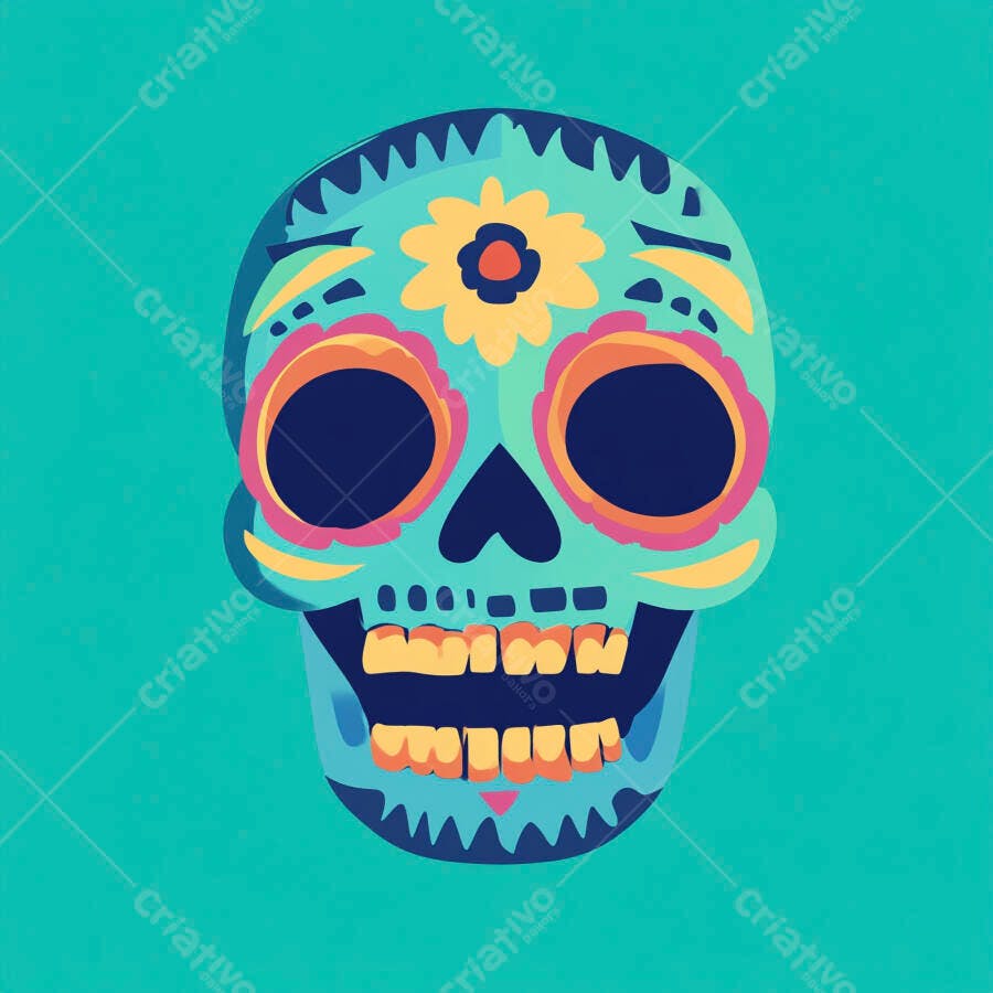 Caveira Mexicana Colorida Dia dos Mortos
