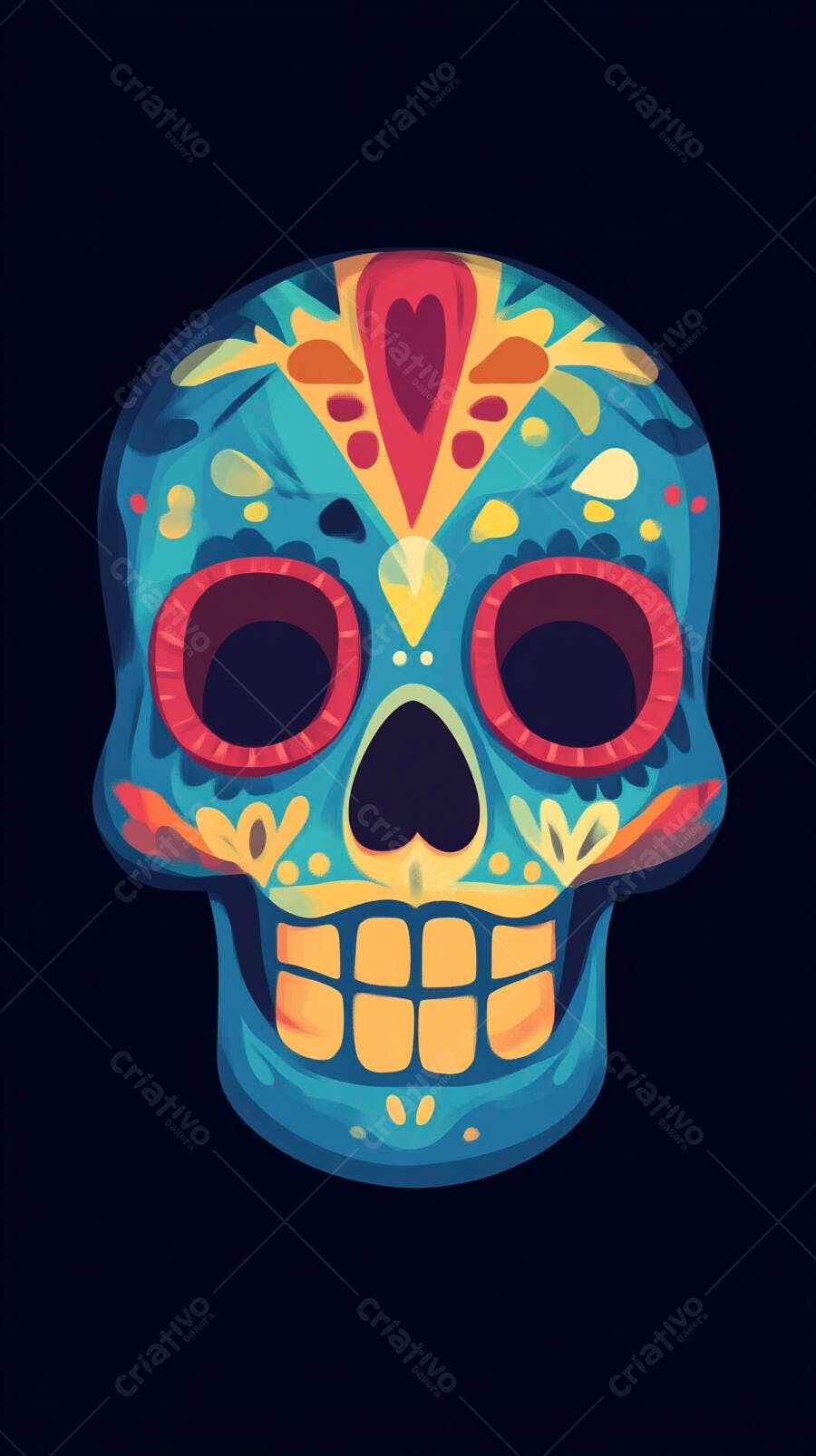 Caveira Mexicana colorida Dia dos Mortos