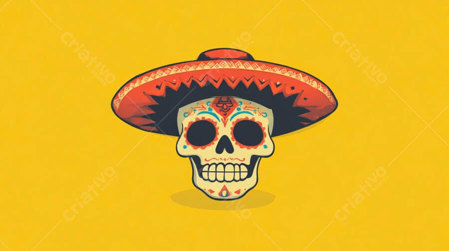 Caveira Mexicana com Sombrero