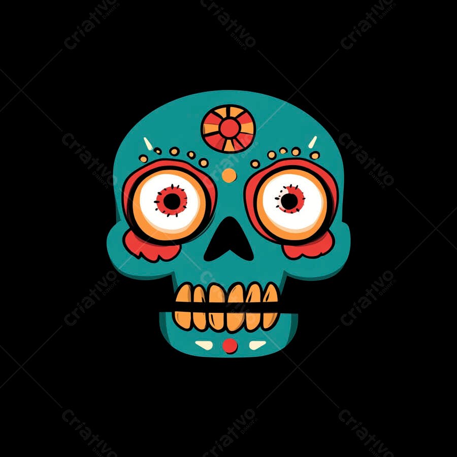 Caveira Mexicana colorida Dia dos Mortos