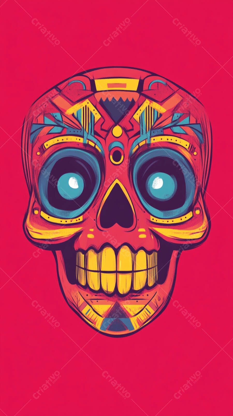 Caveira Mexicana colorida estilo Dia dos Mortos
