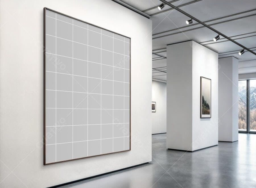 Mockup Quadro Moderno em Galeria de Arte