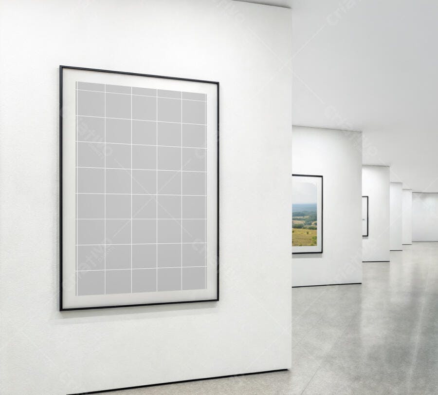 Mockup de Quadro Minimalista em Galeria de Arte