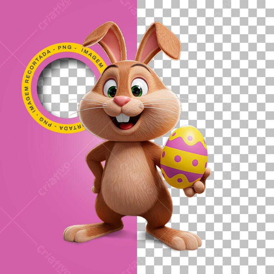 Banner Páscoa Coelho PNG com fundo transparente