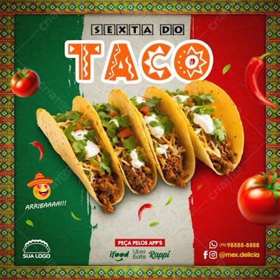 Feed Post Taco Comida Mexicana Social Media