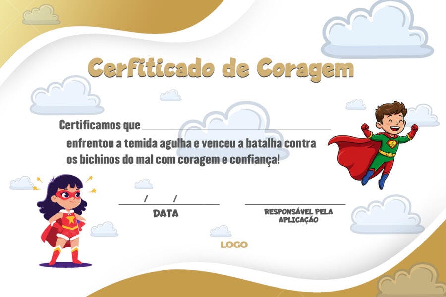 Certificado de Coragem Infantil PSD Editável