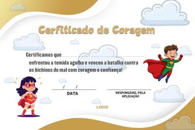 Certificado de coragem para vacina de crianças
