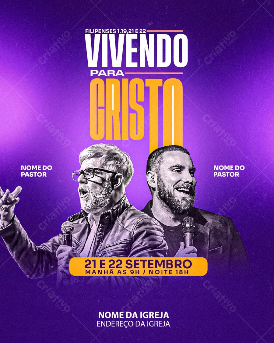 Flyer para Evento Cristão 21 e 22 Setembro PSD Editável