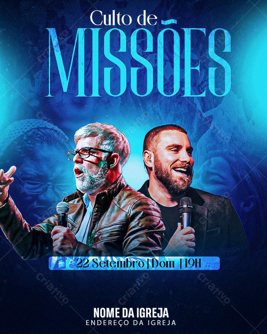 Flyer para Culto de Missões 22 de Setembro PSD Editável