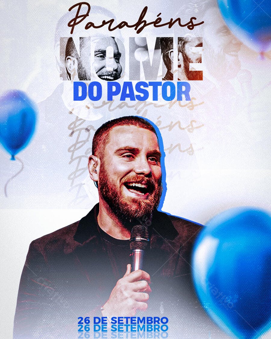 Flyer Aniversário Pastor PSD Editável