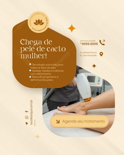 DEPILAÇÃO A LASER CLÍNICA ESTÉTICA CUIDADOS COM A BELEZA DEPILAÇÃO SOCIAL MEDIA EDITAVEL