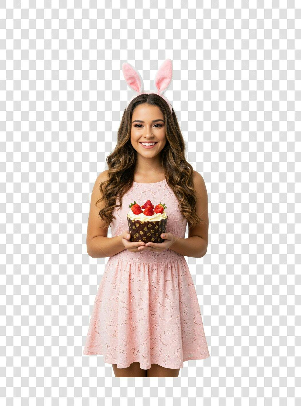 Post Instagram Páscoa Bolo com Morangos PNG com fundo transparente