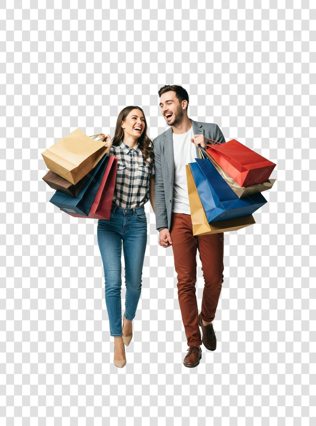 Banner casal compras PNG com fundo transparente