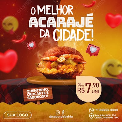 Feed Post Comida Baiana Acarajé Social Media