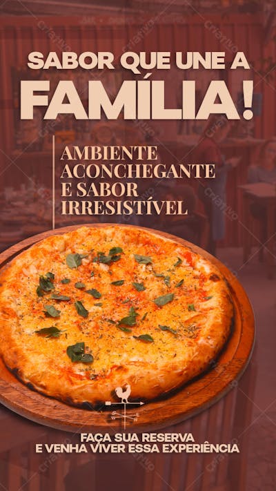 flyer pizzaria sabor que une a família