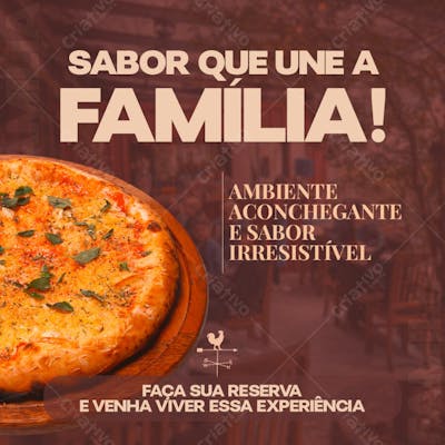 flyer pizzaria sabor que une a família