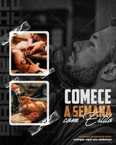 Flyer psd de barbearia barba cabelo e bigode salão de beleza cabelereiro