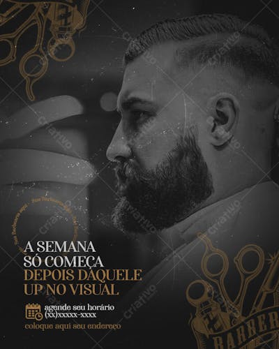Flyer psd de barbearia barba cabelo e bigode salão de beleza cabelereiro
