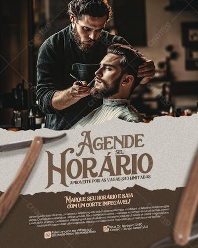 Flyer psd de barbearia barba cabelo e bigode salão de beleza cabelereiro