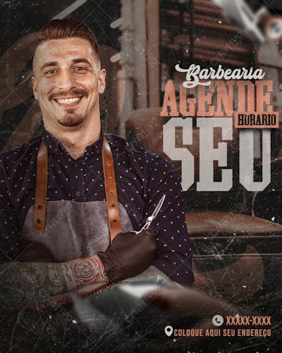 Flyer psd de barbearia barba cabelo e bigode salão de beleza cabelereiro