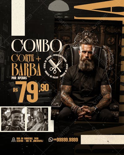 Flyer psd de barbearia barba cabelo e bigode salão de beleza cabelereiro