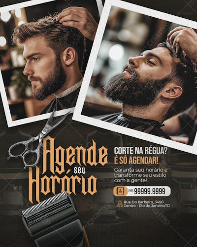 Flyer psd de barbearia barba cabelo e bigode salão de beleza cabelereiro