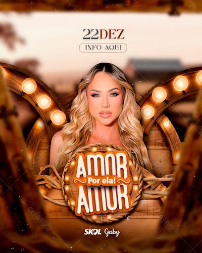 PSD FLYER AMOR POR ELA GABI MARTINS FEED