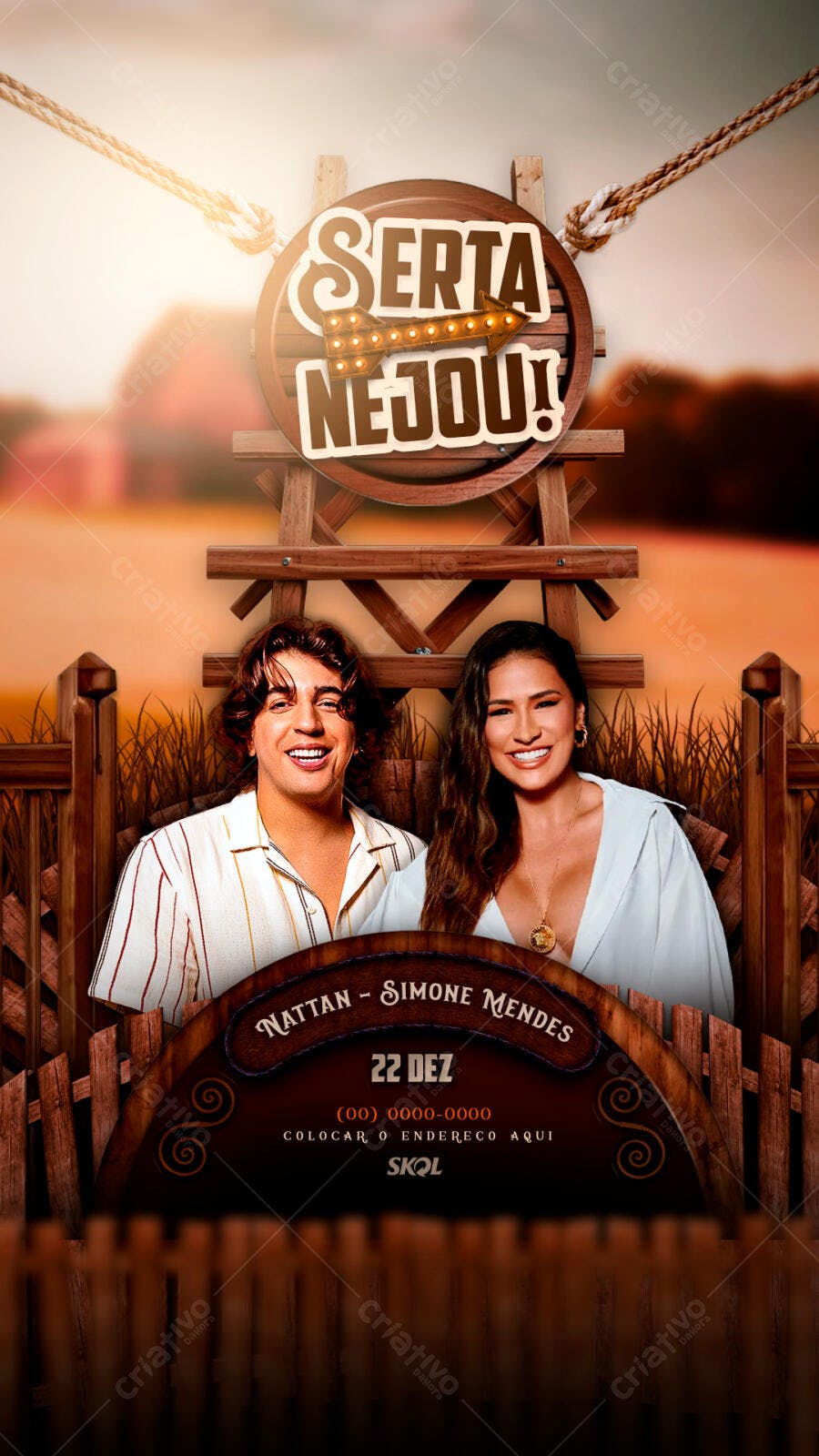 Flyer para Festa Sertaneja 22 de Dezembro PSD Editável