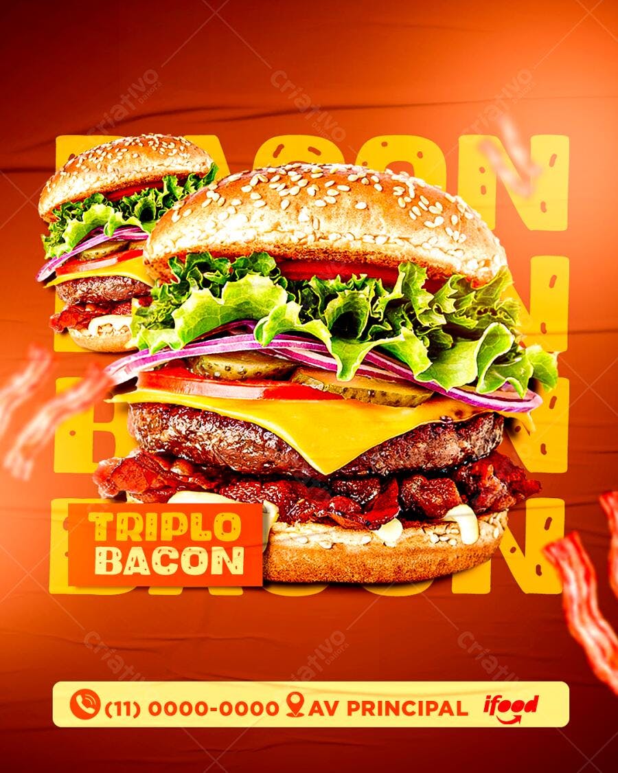 Flyer para Lançamento do Triplo Bacon PSD Editável