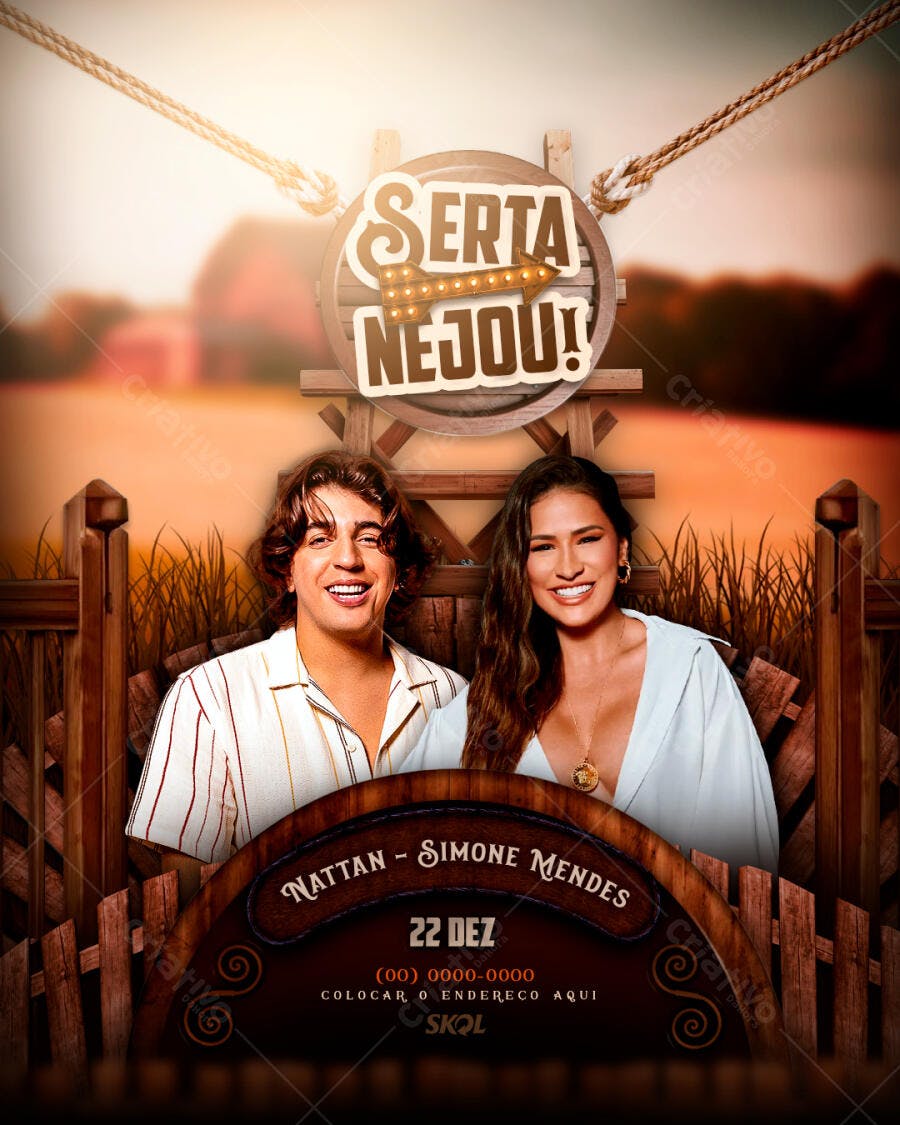 Flyer para Show Sertanejo com Nattan e Simone Mendes PSD Editável