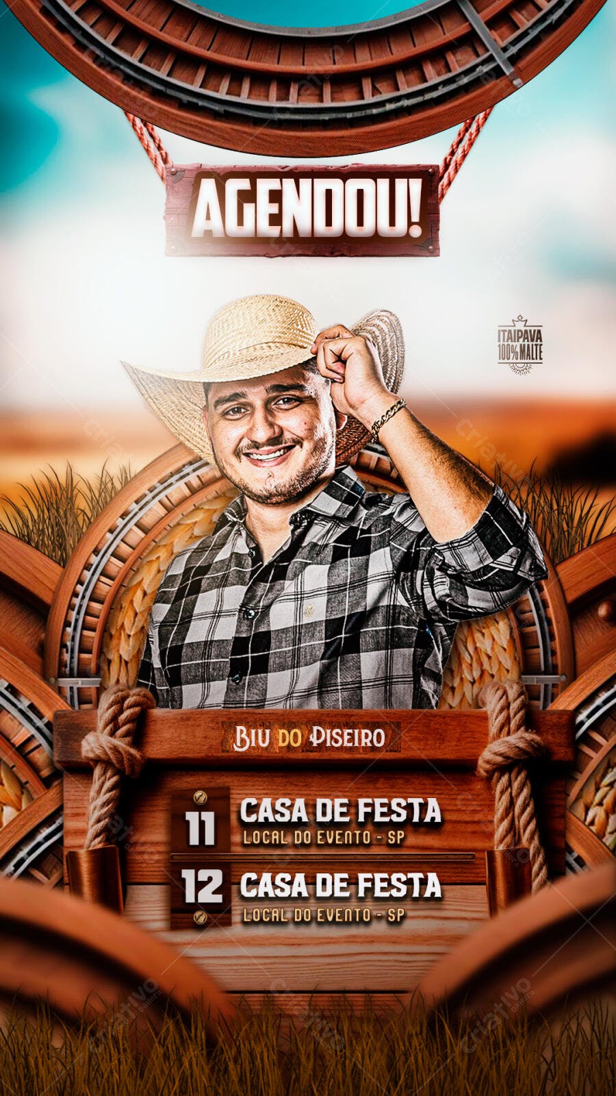 Flyer para Show do Biu do Piseiro PSD Editável