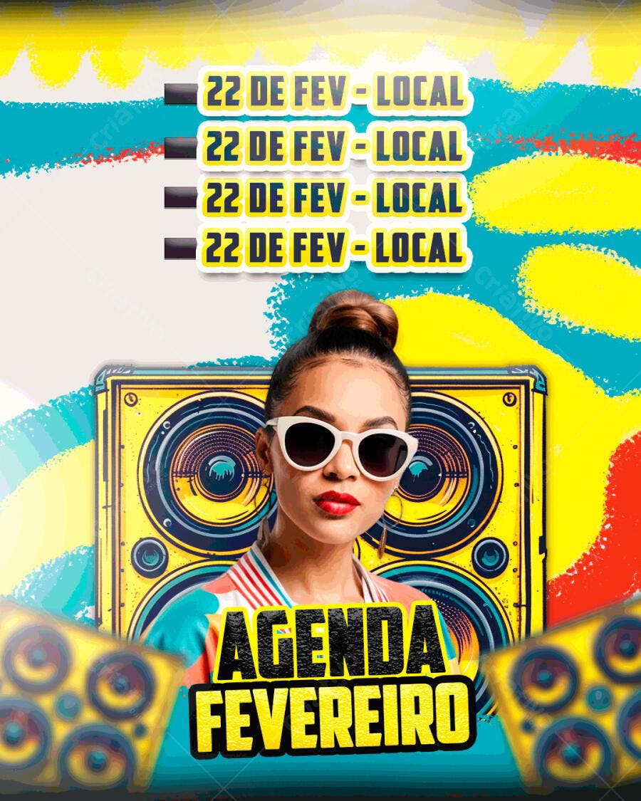 Flyer Agenda Fevereiro PSD Editável