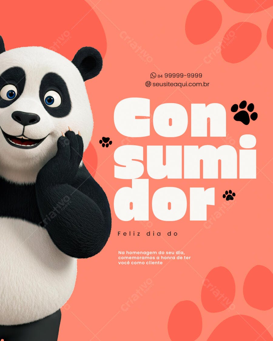Flyer Dia do Consumidor Panda PSD Editável