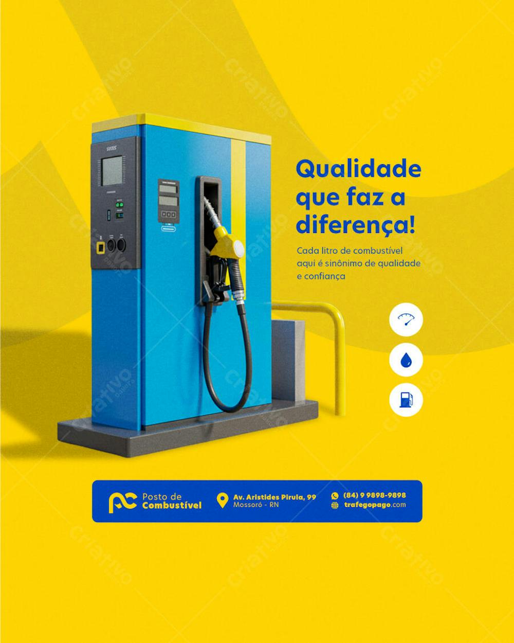POST EDITÁVEL FLYER DE POSTO DE COMBUSTÍVEL