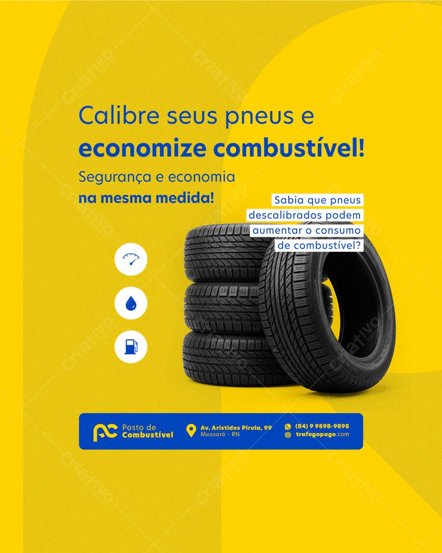 Post de Combustível - Flyer Economia de Combustível PSD Editável