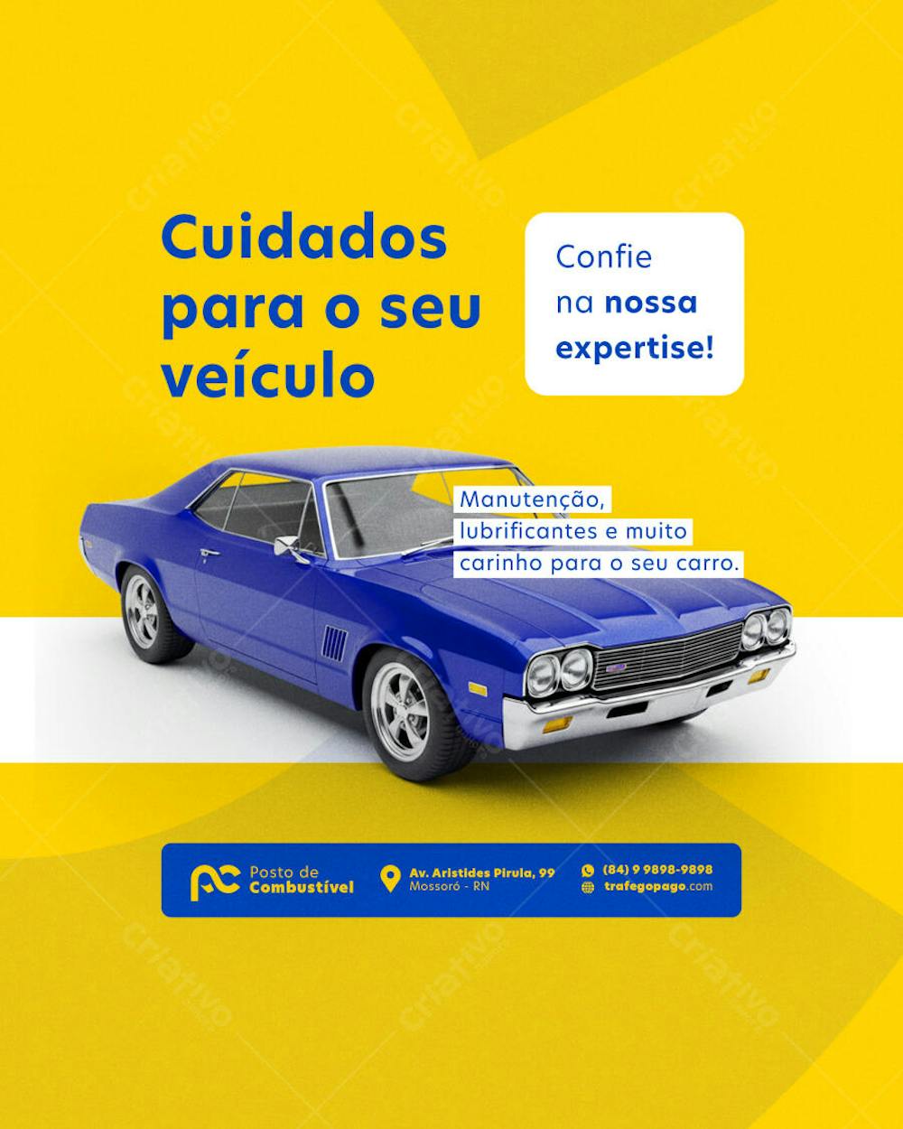 POST EDITÁVEL FLYER DE POSTO DE COMBUSTÍVEL