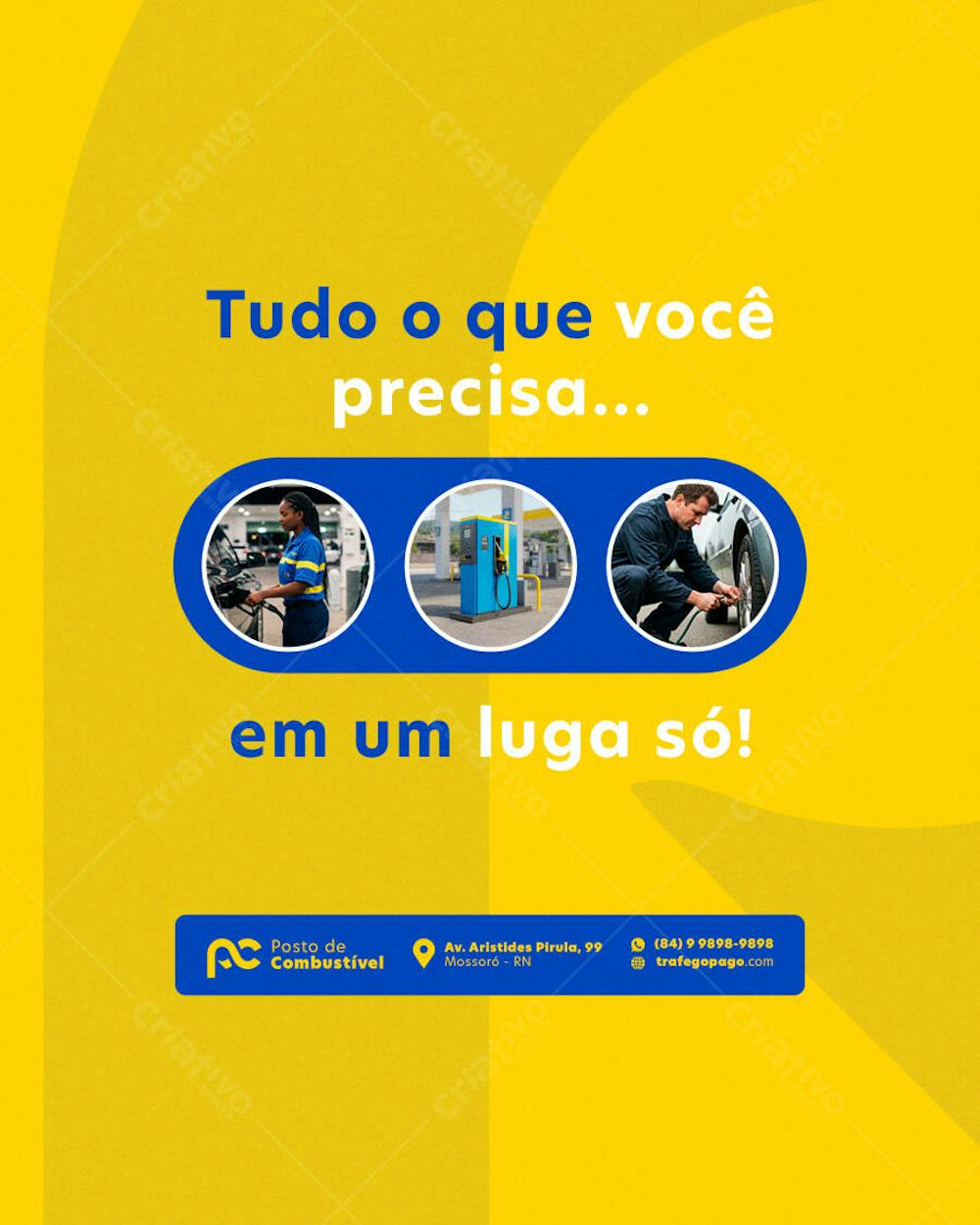 POST EDITÁVEL FLYER DE POSTO DE COMBUSTÍVEL