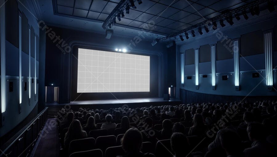 Mockup Cinema Tela Gigante - Ambiente Realista