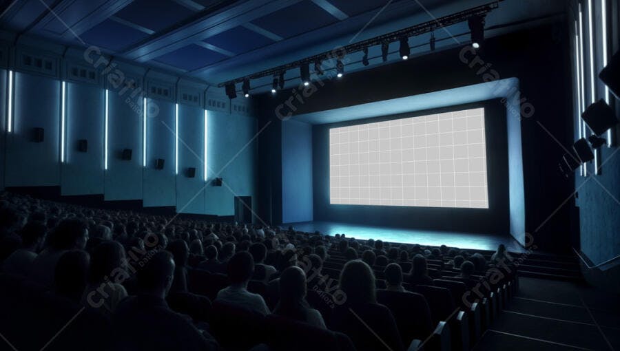 Mockup Tela Cinema: Público Assistido - Azul Escuro