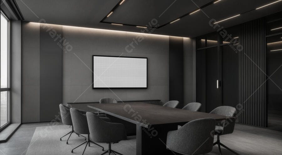 Mockup Tela de Reunião Moderna em Escritório