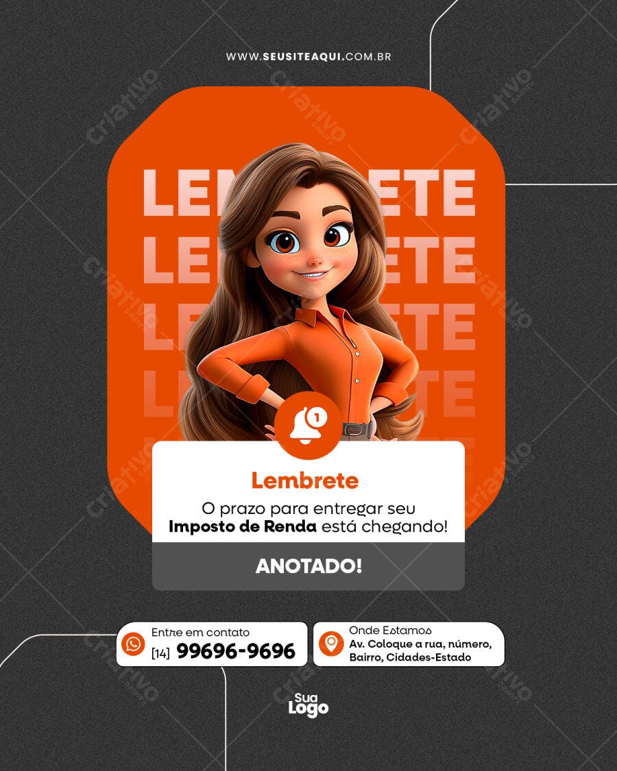 Lembrete Imposto de Renda PSD Editável
